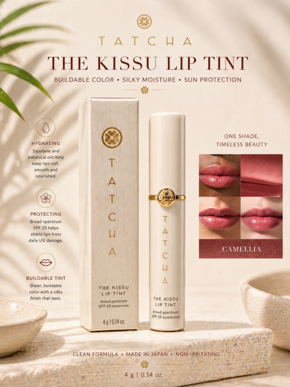 Tatcha The Kissu Lip Tint — Camellia    EXP: 08/2026
